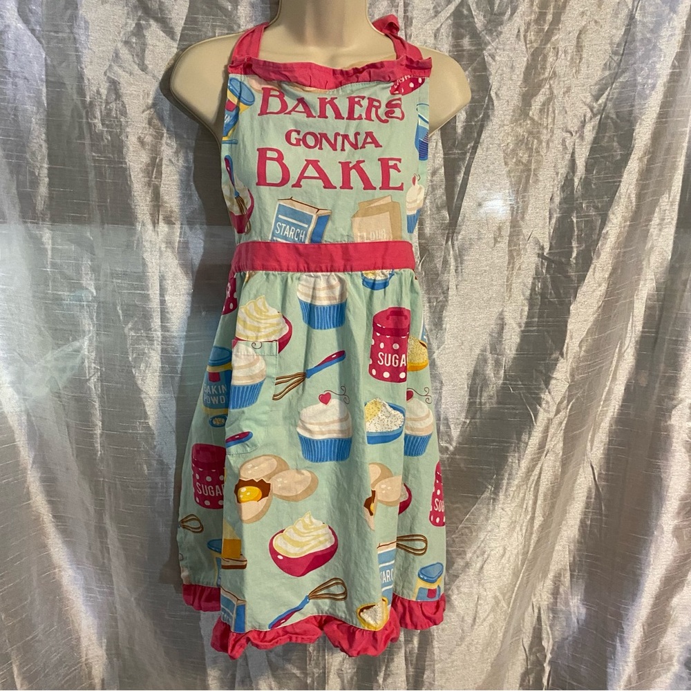 Bakers Gonna Bake apron GUC Pantry brand 1 pocket 31” long front 27” ties 27”
